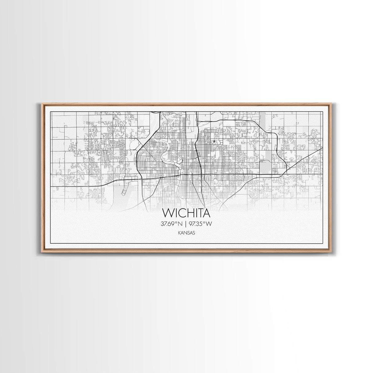 Wichita City Map, Kansas Art, Map Print, Modern Wall Art, Wall Art, Canvas Art, Best Friend Gifts, College Dorm Décor, Modern House Art