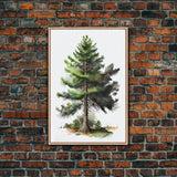 Pine Tree Watercolor Wall Art Canvas Print - Vibrant Colorful Nature Scene Artwork
