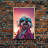 Poodle Wall Print, Dog Wall Art, Dog Sunglasses, Dog In Pink Suit, Funny Art, Framed Wall Art, Framed Canvas, Wall Print, Wall Canvas