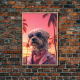 Shih Tzu Wall Print, Dog Portrait, Dog Sunglasses, Dog In Pink Suit, Dog Art Print, Framed Wall Art, Framed Canvas, Wall Print, Wall Canvas