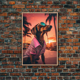 Dachshund Wall Print, Dog Portrait, Dog Sunglasses, Dog In Pink Suit, Dog Art Print, Framed Wall Art, Framed Canvas, Wall Print, Wall Canvas