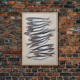 Sardines Art Print - Framed Canvas Art - Oil Painting Still Life Print - French Kitchen Art - Restaurant Art - Boho Farmhouse Decor