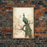 peacock wall art | peacock art print | boho wall art | peacock poster | mid century modern art | home office wall art | Farmhouse Canvas Art