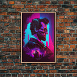 Synthwave Abraham Lincoln, Wall Art, Punk Rock Lincoln, Vampire Hunter, Goth Art, Retro Vibes Wall Art