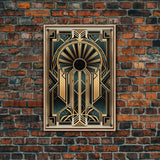 Art Deco Wall art - Framed Canvas Print - Art Deco - Gold & green art - Living room art - Original painting - Art with frame - Wall decor