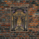 Midcentury Modern Wall art - Framed Canvas Print - Art Deco - Canvas Wall art - Gold & purple art - Retro art - 1930s Style Art - Wall art