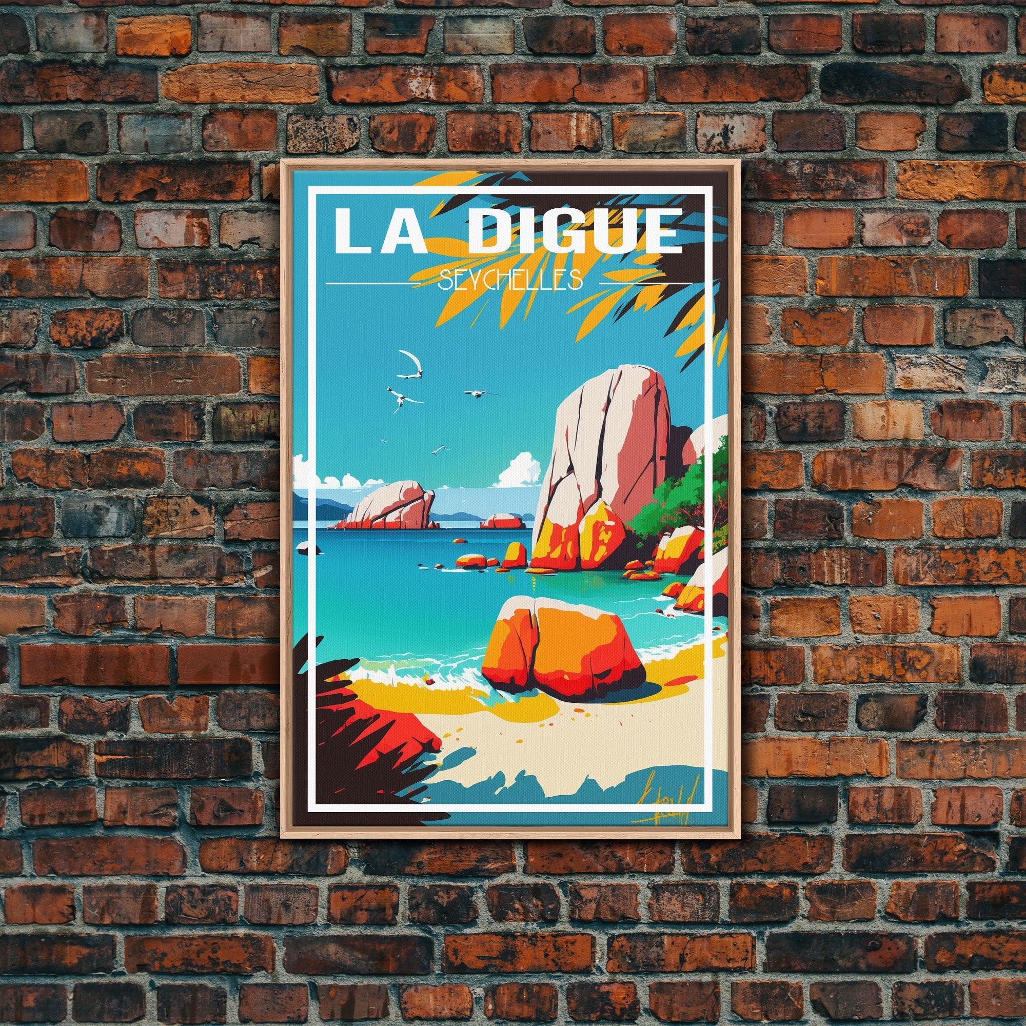 La Digue Wall Art, Seychelles Wall Poster, Indian Ocean, Island