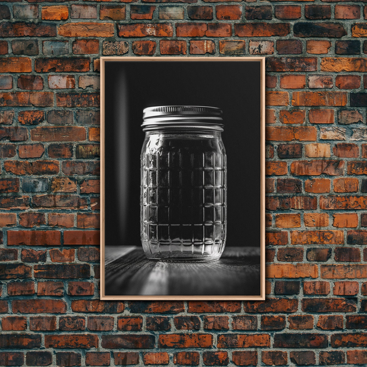 Mason Jar Wall Art, Jar Art Print, Black And White Art, Minimalist Art, Wall Decor, Canvas Art, Wall Art, Framed Canvas Wall Decor