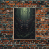 Butterfly Wall Decor, Butterfly In Woods, Green Wall Art, Insect Wall Decor, Wall Decor, Canvas Print, Wall Art, Framed Canvas