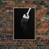 Dripping Paint Brush Wall Art, Black Paint, Brush Wall Decor, Minimalist Print. Wall Decor, Canvas Art, Wall Art, Framed Canvas Wall Decor
