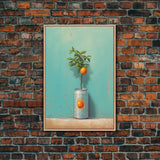 Orange Tree In Can Wall Decor, Fruit Wall Art, Kitchen Wall Art, Minimalist Wall Art, Wall Decor, Canvas Print, Wall Art, Framed Canvas Art