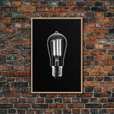 Light Bulb Wall Decor, Light Wall Art, Garage Art Print, Minimalist Print, Wall Decor, Canvas Print, Wall Art, Framed Canvas