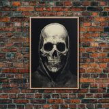 Skull Decor, Charcoal Drawing, Gothic Decor, Human Skull, Canvas Print, Wall Art, Vertical Art, Dark Wall Art, Moody Wall Art, Indie Art