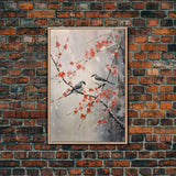 Cherry Blossom Tree, Japanese Wall Print, Bird Wall Art,  Asian Art, Canvas Print, Wall Art, Vertical Print, Country Home Decor, Office Art