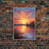 Sunset Wall Art, River Art Print, Landscape Wall Art, Nature Print, Canvas Print, Wall Art, Vertical Art, Going Away Gift, Over Bed Wall Art