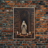 Spooky Fine Art Print, Halloween Ghost Art, Fall Artwork, Fall Decor, The Ghost Of The Library