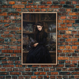 The Alchemical Witch, Witch Making Potions, Alchemy, Framed Canvas, Halloween Canvas Art, Dark Academia, Macabre Oil Painting