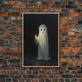 Ghost Holding A Candle Halloween Decor, Art Canvas Print, Spooky Ghost Wall Art, Fall Decor, Halloween wall decor, Funny Halloween Art