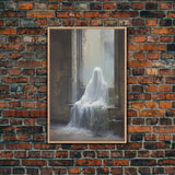 The Haunting, Ghost In The Window, Halloween Decor, Framed Canvas Print