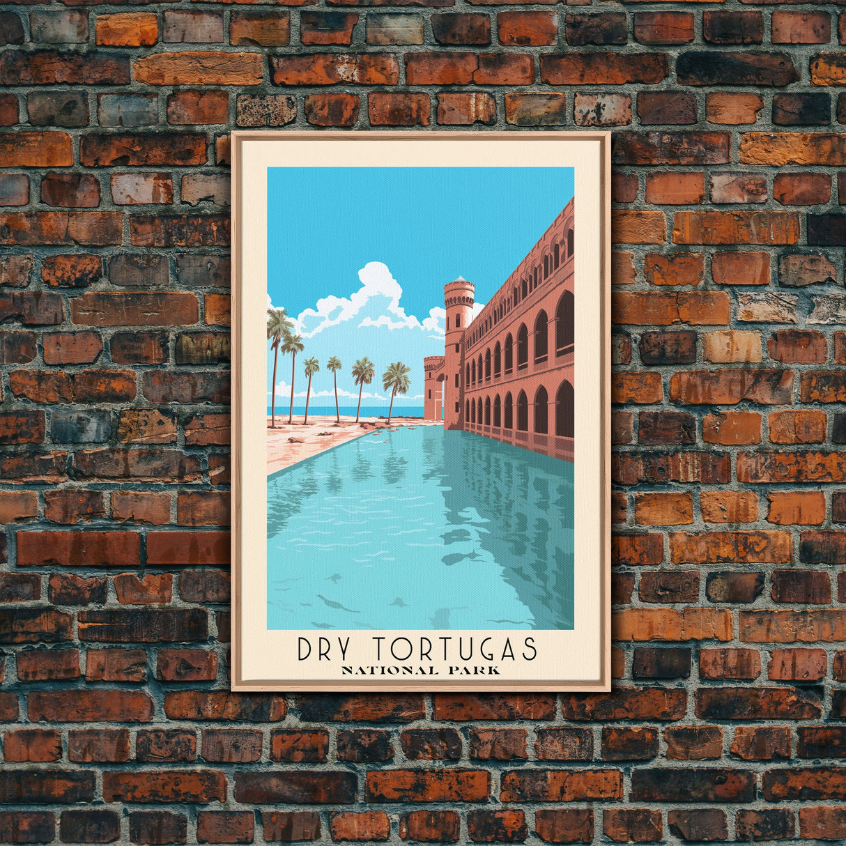 Dry Tortugas National Park Florida Travel Art, National Park Print, Minimalist Travel Art, Midcentury Modern Style Landscape Painting