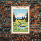 Kabuk Valley National Park, Alaska Travel Art, National Park Print, Minimalist Travel Art, Midcentury Modern Retro Style Landscape