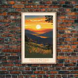 Shenandoah National Park Virginia Travel Art, National Park Print, Minimalist Travel Art, Midcentury Modern Style Landscape Painting
