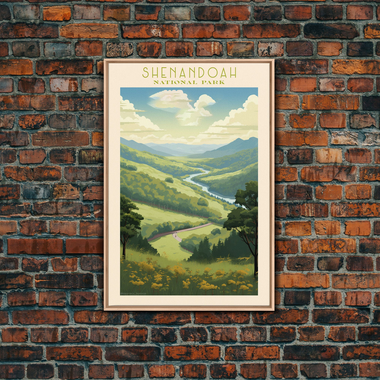 Shenandoah National Park Virginia Travel Art, National Park Print, Minimalist Travel Art, Midcentury Modern Style Landscape Painting