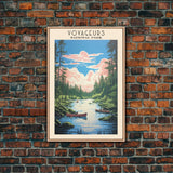 Voyageurs National Park Minnesota Travel Art, National Park Print, Minimalist Travel Art, Midcentury Modern Style Landscape Painting