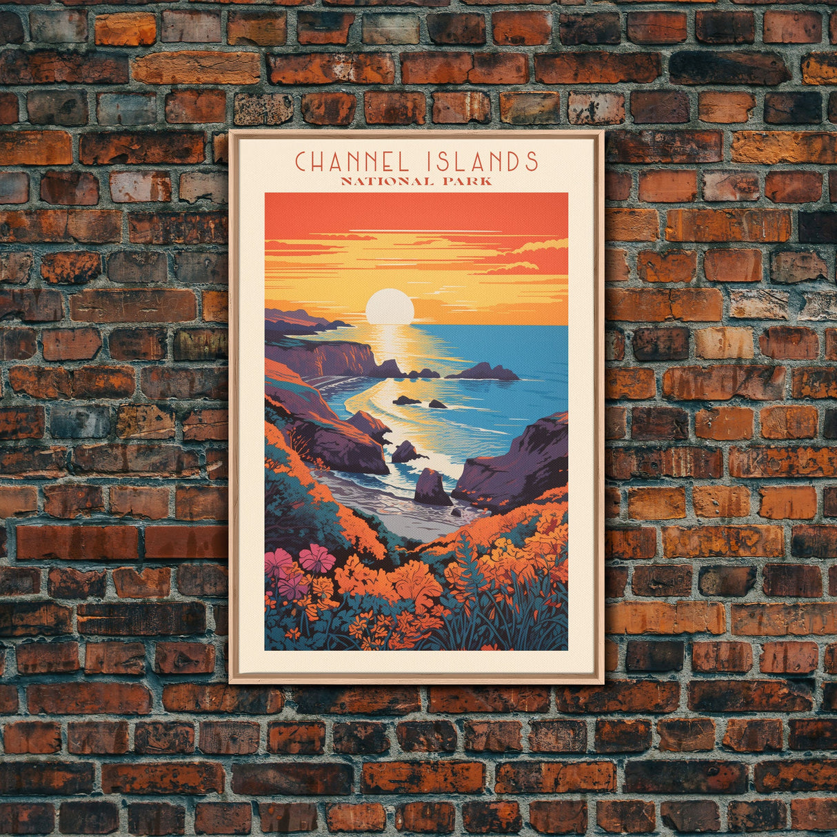 Channel Islands National Park California Travel Art, National Park Print, Minimalist Travel Art, Midcentury Modern Style Landscape Painting