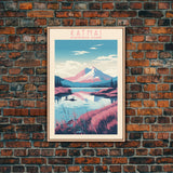 Katmai National Park Alaska Travel Art, National Park Print, Minimalist Travel Art, Midcentury Modern Style Landscape Painting