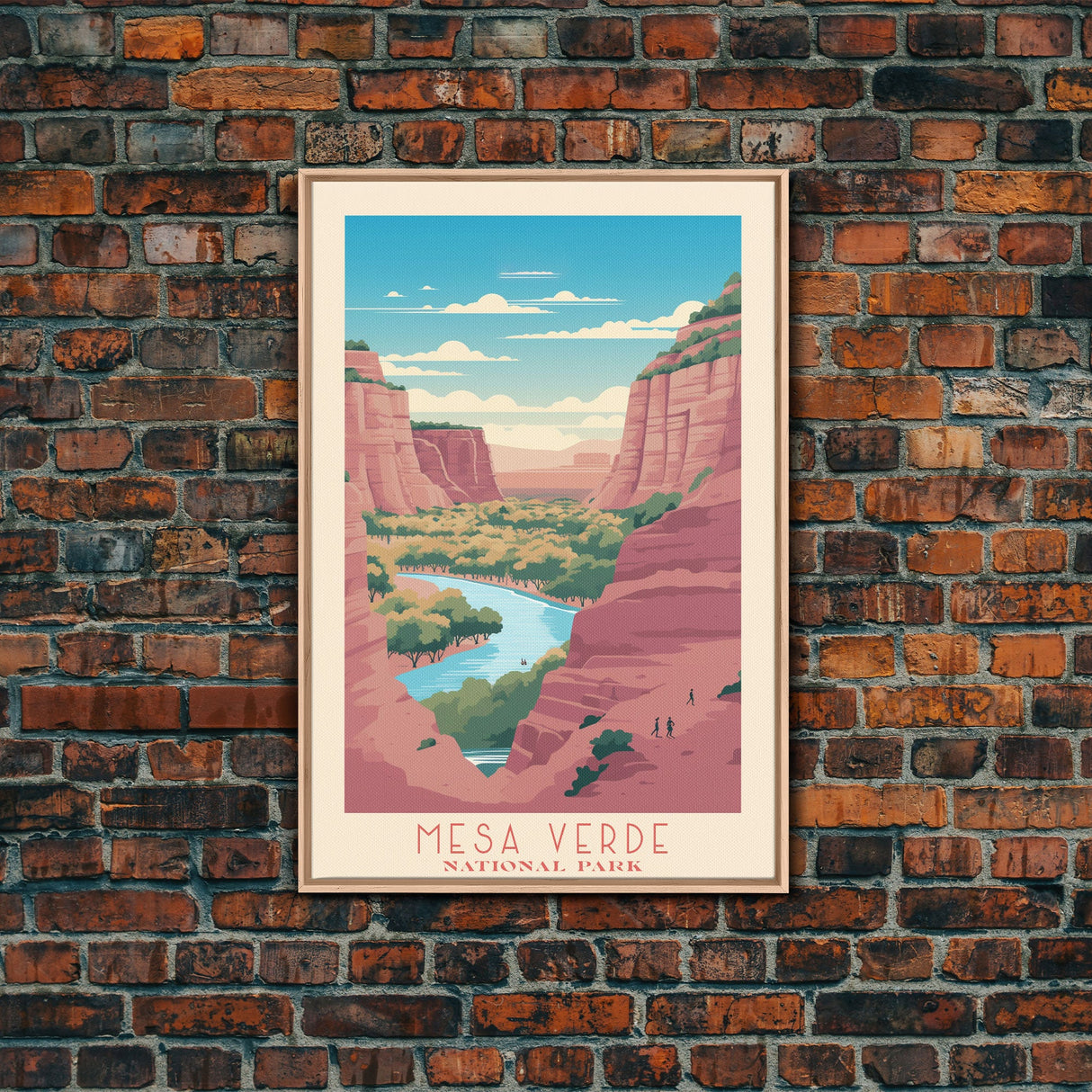 Mesa Verde National Park Colorado Travel Art, National Park Print, Minimalist Travel Art, Midcentury Modern Style Landscape Painting
