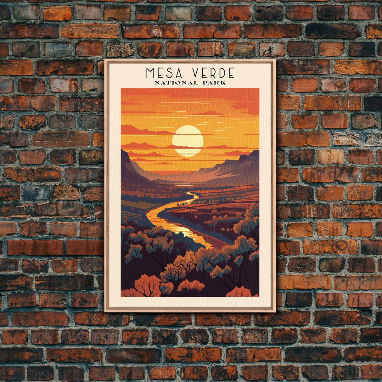 Mesa Verde National Park Colorado Travel Art, National Park Print, Minimalist Travel Art, Midcentury Modern Style Landscape Painting