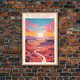 Petrified Forest National Park, Arizona Travel Art, National Park Print, Minimalist Travel Art, Midcentury Modern Retro Style Landscape