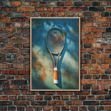 Tennis Racket, Tennis Wall Art, Sports Wall Art, Canvas Print, Wall Hanging, Portrait Art, Tennis Gifts, Preppy Wall Art, Bookshelf Decor