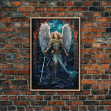 Angel, Angel Warrior, Fantasy Art, Canvas Print, Wall Hanging, Portrait Art, Stained Glass Art, Christian Wall Decor, Country Wall Art