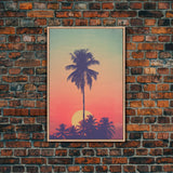 Palm Tree Wall Art, Tropical Wall Art, Minimalist Wall Art, Canvas Print, Wall Hanging, Portrait Art, Tiny House Decor, Dorm Room Art