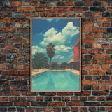 Los Angeles Pool, Retro Photography Print, Framed Canvas Art, Retro Decor, Retro Vibes