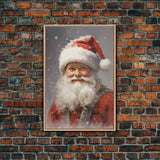 Santa Painting, Santa Print, Framed Canvas Print, Christmas Decor, Portrait of Santa, Farmhouse Christmas, Minimalist Christmas Art
