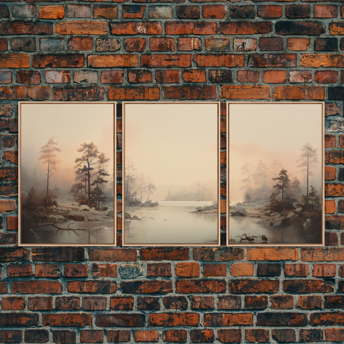 3 Piece Triptych Canvas Print Set, Watercolor Landscape Painting 