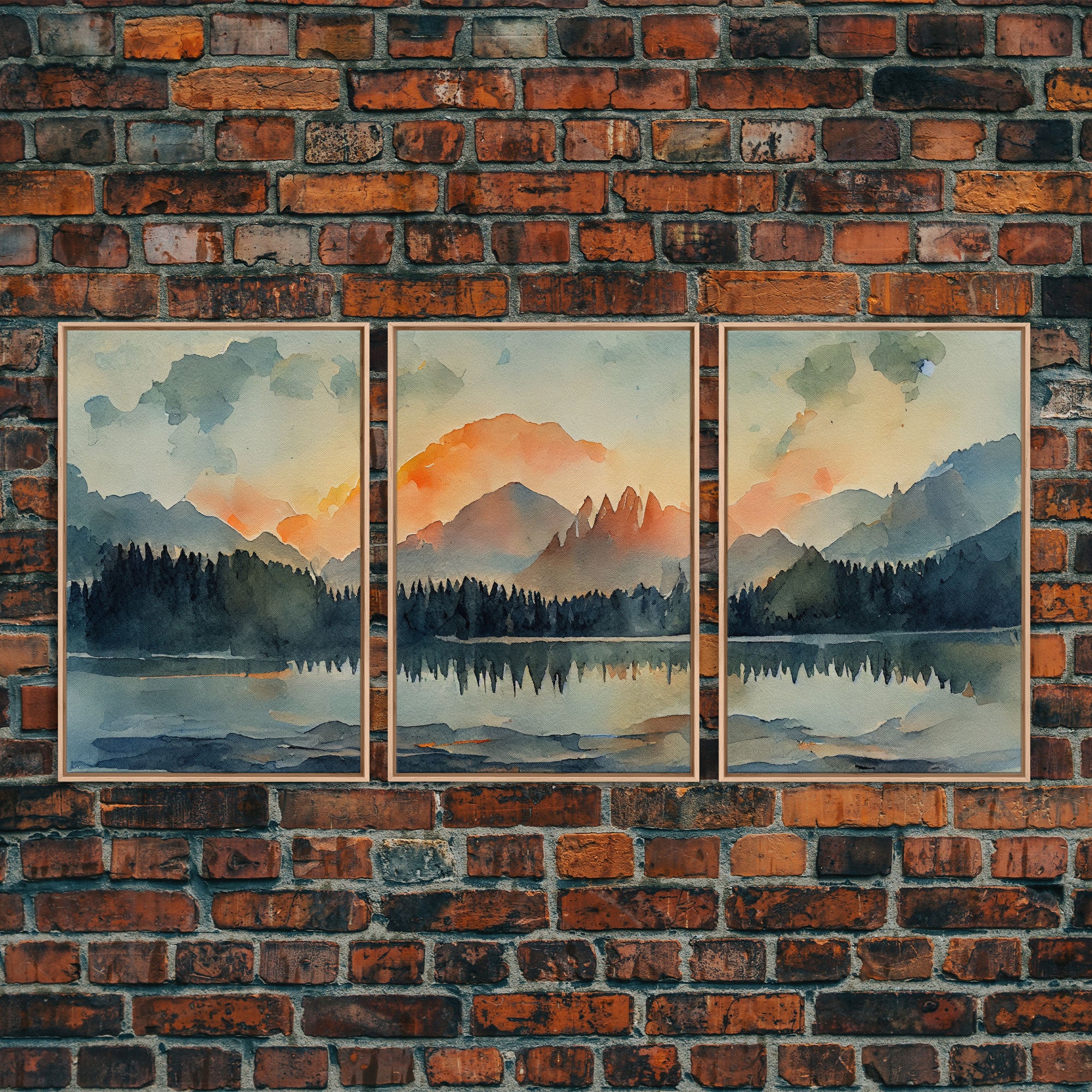 A Forest Fire, 3 Piece Canvas Wall Decor, Ready To Hang Canvas