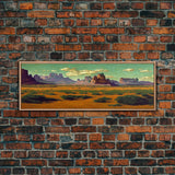 Pueblo Style Wild West Art, Watercolor Painting Canvas Print, Framed Wall Art, Cool Wall Decor