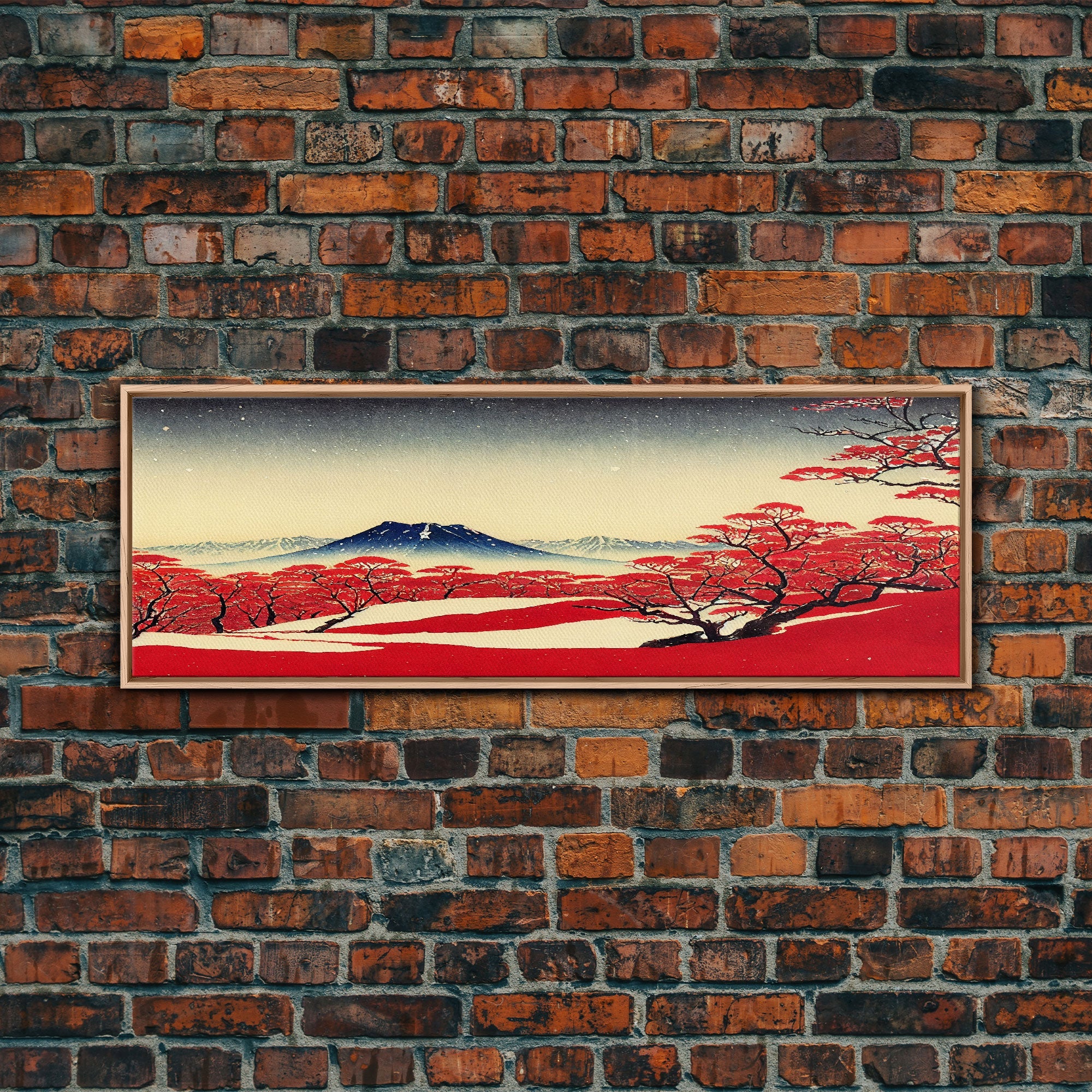 Mt. Fuji Panoramic Art, Framed Canvas Print, Japanese Style Art