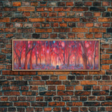 Enchanted Forest Art, Abstract Forest Art, Pink Forest, Pastel Wood, Wall Decor, Large Canvas Print, Panoramic, Wall Art, Canvas Print
