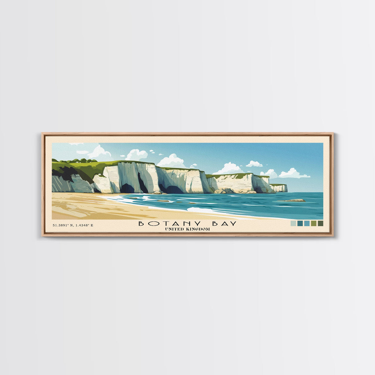 Botany Bay, United Kingdom Panoramic Print, Vacation Gift, United Kingdom Wall Art, Beach Painting, Beach Decor, Beach Or Lakehouse Art
