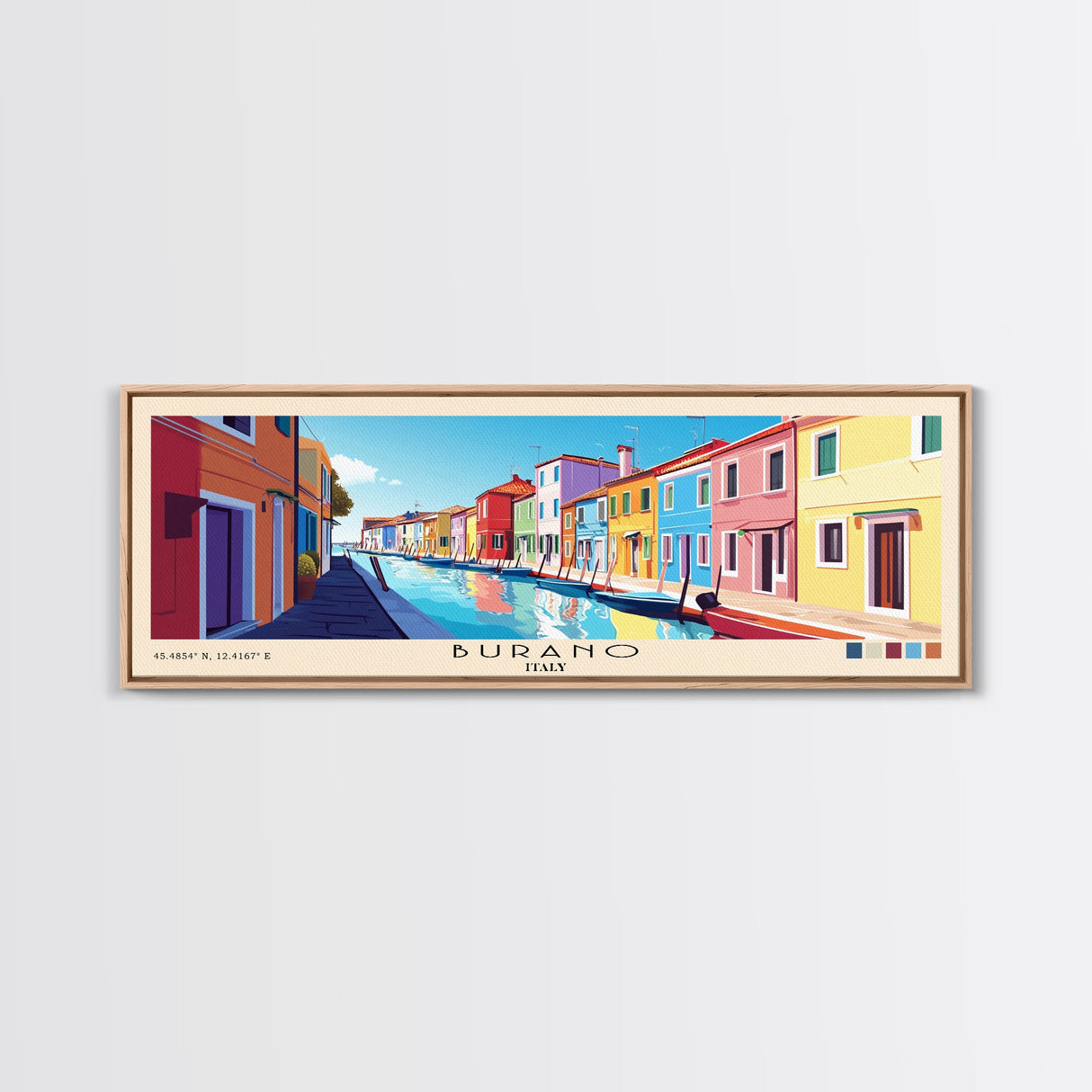Burano, Italy Panoramic Print, Vacation Gift, Italy Wall Art, Beach Painting, Beach Decor, Beach Or Lakehouse Art
