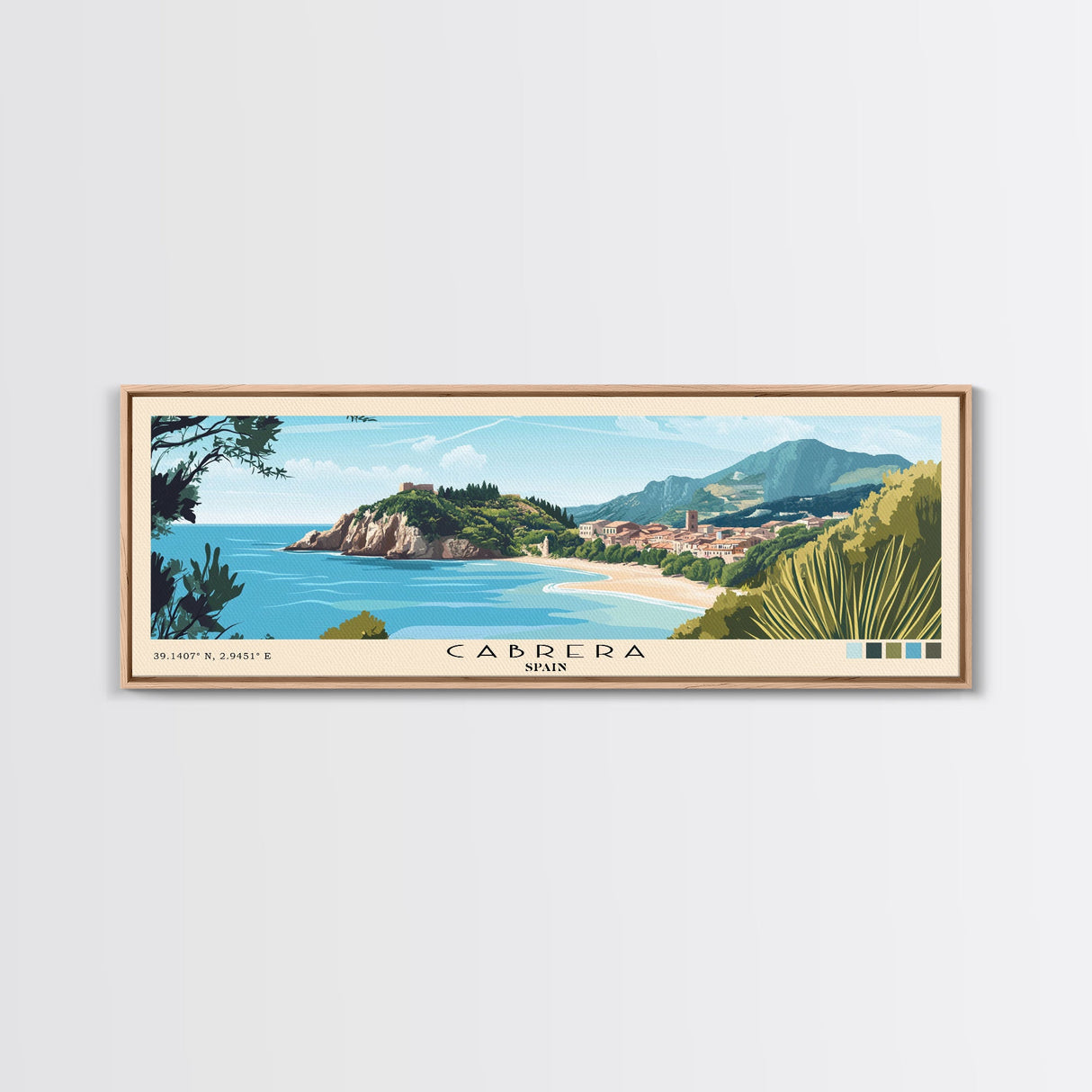 Cabrera, Spain Panoramic Beach Print, Vacation Gift, Spain Wall Art, Beach Painting, Beach Decor, Beach Painting