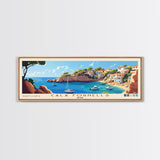 Cala Fornells, Spain Panoramic Beach Print, Vacation Gift, Spain Wall Art, Framed Canvas Print, Framed Beach Painting