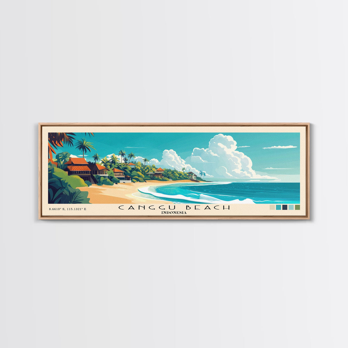 Canggu Beach, Indonesia Panoramic Print, Vacation Gift, Indonesia Wall Art, Beach Painting, Beach Decor, Beach Or Lakehouse Art