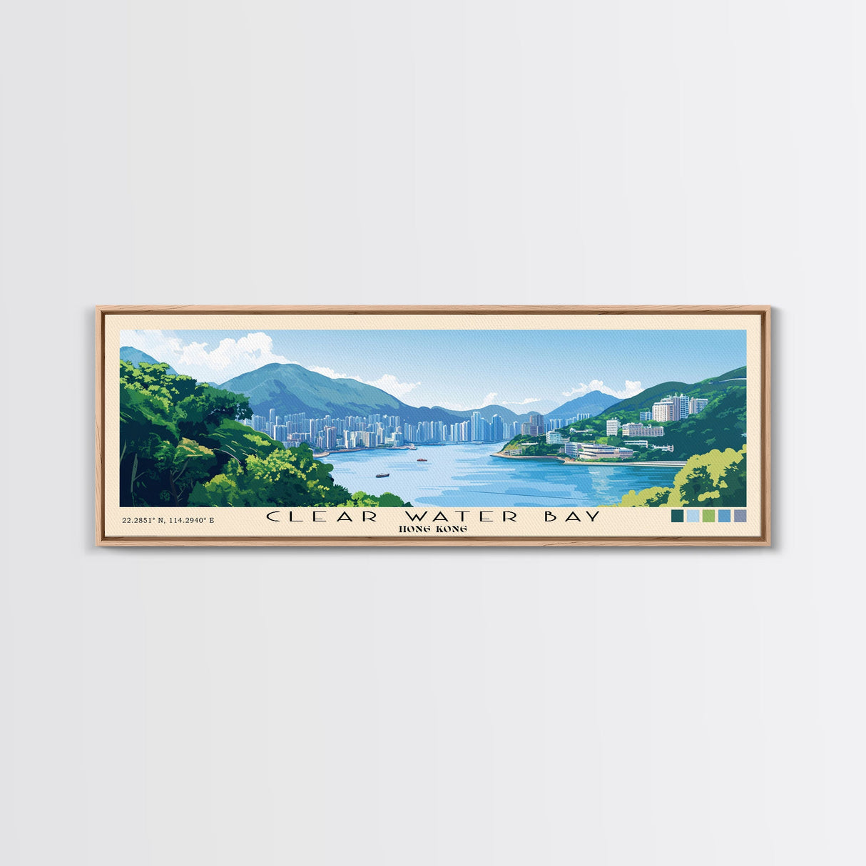 Clear Water Bay, Hong Kong Panoramic Beach Print, Vacation Gift, Hong Kong Wall Art, Beach Painting, Beach Decor, Beach Painting
