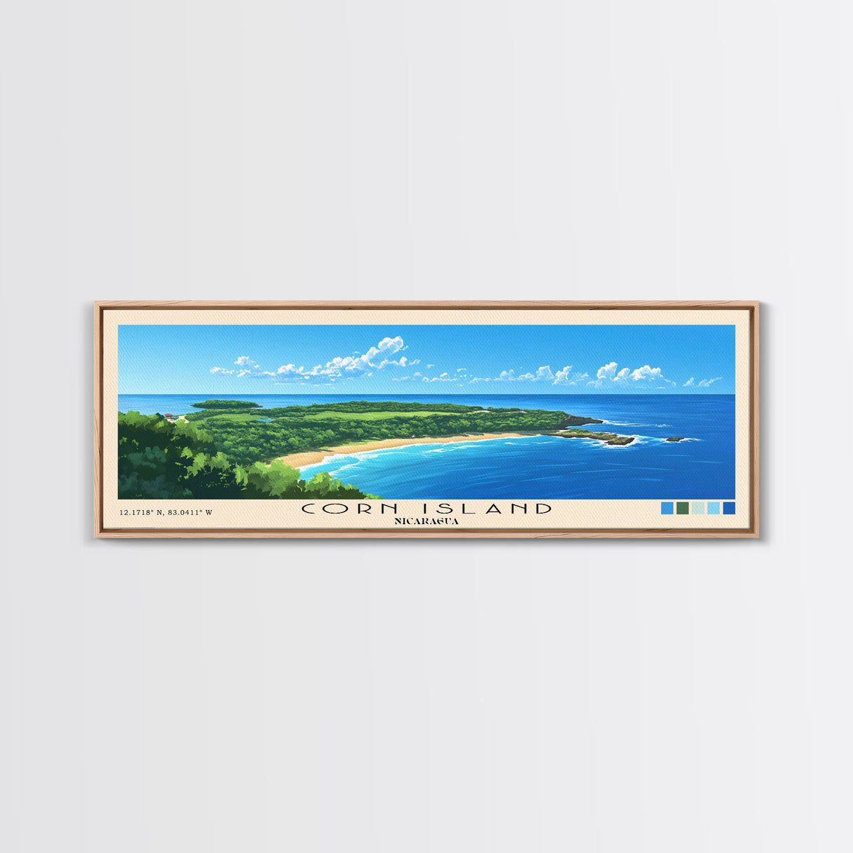 Corn Island, NICARAGUA Panoramic Print, Vacation Gift, NICARAGUA Wall Art, Beach Painting, Beach Decor, Beach Or Lakehouse Art
